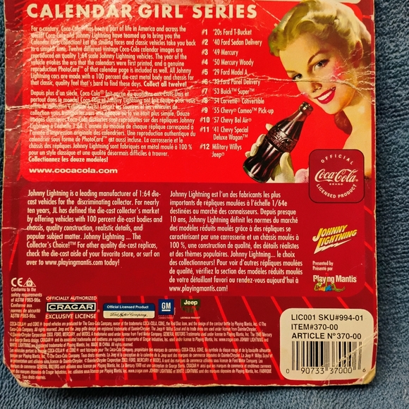 Johnny Lightning #20 coca cola calendar girls series. White lightning 49 mercury - Picture 2 of 2